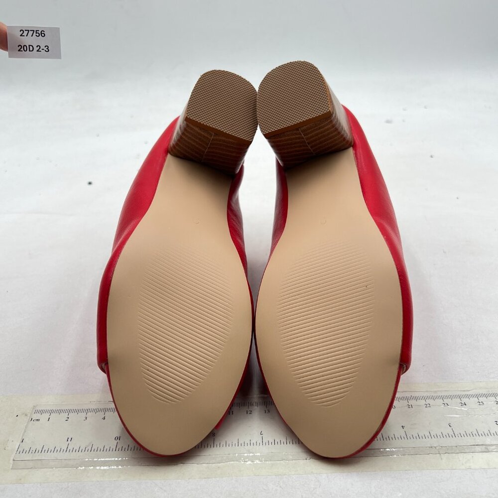 Ydn Red Open Toe Mules Slip On Block Heeled Slide… - image 6